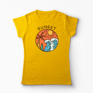 Tricou Grafic Ocean Sezon Vară - Femei-Galben