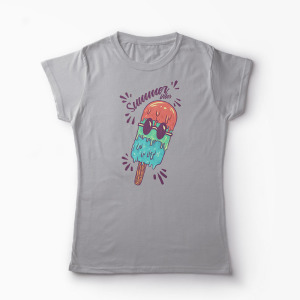 Tricou Summer Vibes Înghețată de Vară - Femei-Gri