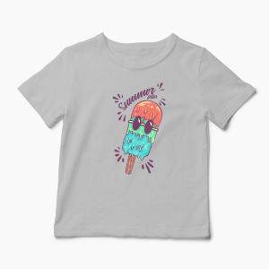 Tricou Summer Vibes Înghețată de Vară - Copii-Gri