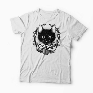 Tricou Iubitor de Pisici - Bărbați-Alb