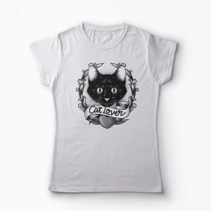 Tricou Iubitor de Pisici - Femei-Alb