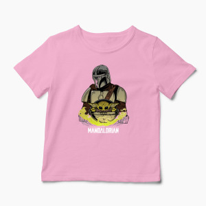 Tricou Mandalorian si Baby Yoda - Copii-Roz