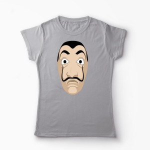 Tricou Mască Dali - Casa de Papel - Femei-Gri