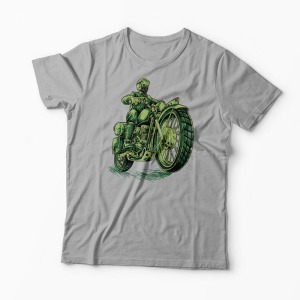 Tricou Motociclist Cafe Racer Schelet - Bărbați-Gri