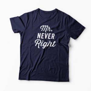 Tricou Cupluri Mr Never Right - Mrs Always Right - Bărbați-Bleumarin
