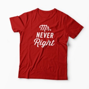 Tricou Cupluri Mr Never Right - Mrs Always Right - Bărbați-Roșu