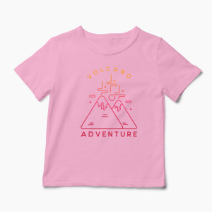 Tricou Munți Vulcani Aventură - Copii-Roz