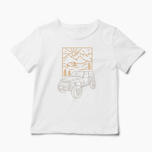 Tricou Off Roader Camping - Copii-Alb