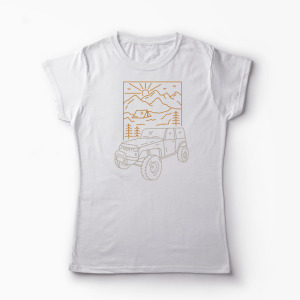 Tricou Off Roader Camping - Femei-Alb