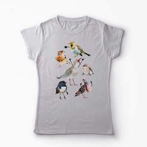 Tricou Pasari Cu Brate - Femei-Gri