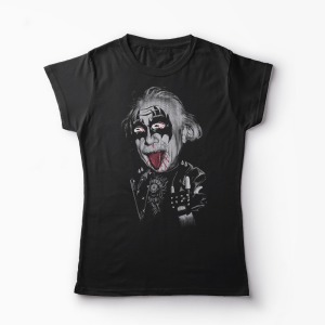 Tricou Personalizat Albert RockEinstein - Femei-Negru