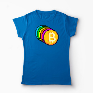 Tricou Personalizat Bitcoin Curcubeu - Femei-Albastru Regal