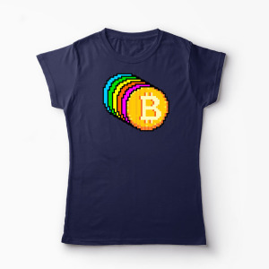 Tricou Personalizat Bitcoin Curcubeu - Femei-Bleumarin
