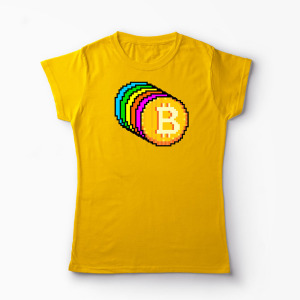 Tricou Personalizat Bitcoin Curcubeu - Femei-Galben