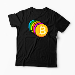 Tricou Personalizat Bitcoin Curcubeu - Bărbați-Negru