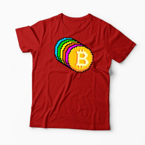 Tricou Personalizat Bitcoin Curcubeu - Bărbați-Roșu