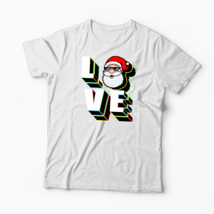 Tricou Personalizat Crăciun Santa Love - Bărbați-Alb