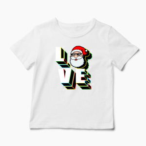 Tricou Personalizat Crăciun Santa Love - Copii-Alb