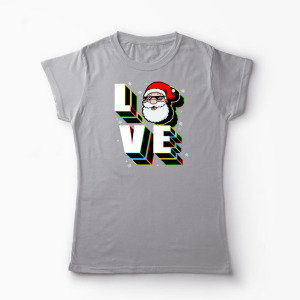 Tricou Personalizat Crăciun Santa Love - Femei-Gri