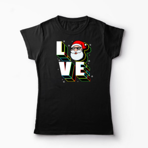 Tricou Personalizat Crăciun Santa Love - Femei-Negru