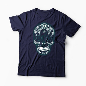 Tricou Personalizat Craniu Downhill Mountain Bike - Bărbați-Bleumarin
