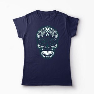 Tricou Personalizat Craniu Downhill Mountain Bike - Femei-Bleumarin
