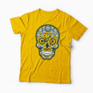 Tricou Personalizat Craniu Downhill Mountain Bike - Bărbați-Galben