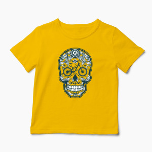 Tricou Personalizat Craniu Downhill Mountain Bike - Copii-Galben