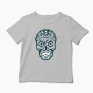 Tricou Personalizat Craniu Downhill Mountain Bike - Copii-Gri