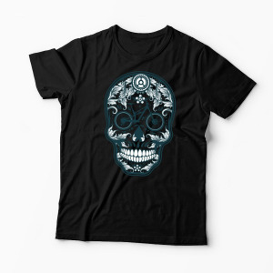 Tricou Personalizat Craniu Downhill Mountain Bike - Bărbați-Negru