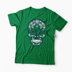 Tricou Personalizat Craniu Downhill Mountain Bike - Bărbați-Verde