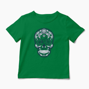 Tricou Personalizat Craniu Downhill Mountain Bike - Copii-Verde