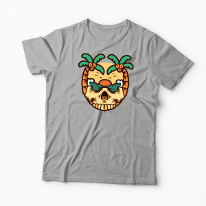 Tricou Personalizat Craniu Ocean Vară Palmieri - Bărbați-Gri