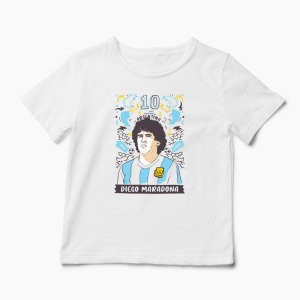 Tricou Personalizat Diego Maradona 10 Argentina - Copii-Alb