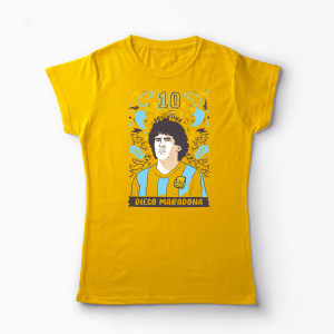 Tricou Personalizat Diego Maradona 10 Argentina - Femei-Galben