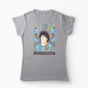 Tricou Personalizat Diego Maradona 10 Argentina - Femei-Gri