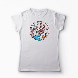 Tricou Personalizat Drumeție Munți Natură - Femei-Alb