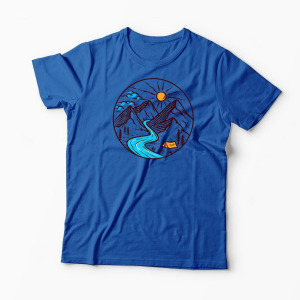 Tricou Personalizat Drumeție Munți Natură - Bărbați-Albastru Regal