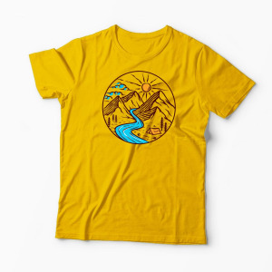 Tricou Personalizat Drumeție Munți Natură - Bărbați-Galben