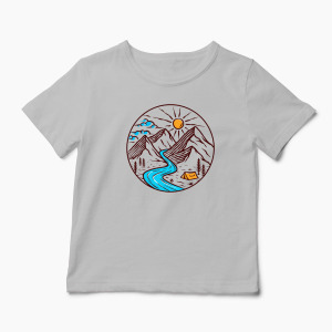 Tricou Personalizat Drumeție Munți Natură - Copii-Gri