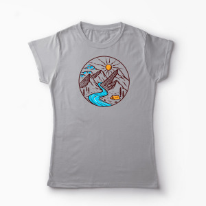 Tricou Personalizat Drumeție Munți Natură - Femei-Gri