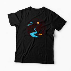 Tricou Personalizat Drumeție Munți Natură - Bărbați-Negru