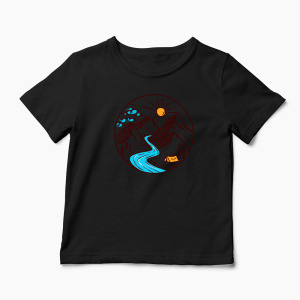 Tricou Personalizat Drumeție Munți Natură - Copii-Negru