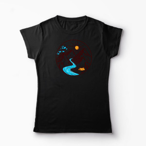Tricou Personalizat Drumeție Munți Natură - Femei-Negru