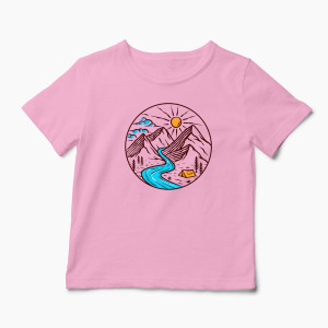 Tricou Personalizat Drumeție Munți Natură - Copii-Roz