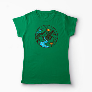 Tricou Personalizat Drumeție Munți Natură - Femei-Verde
