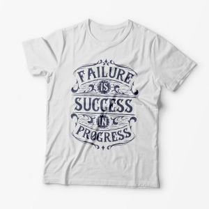 Tricou Personalizat Failure is Success in Progress - Bărbați-Alb