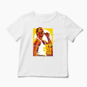 Tricou Personalizat Freddie Mercury We Will Rock You - Copii-Alb