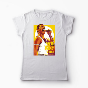Tricou Personalizat Freddie Mercury We Will Rock You - Femei-Alb