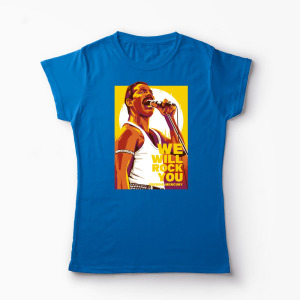 Tricou Personalizat Freddie Mercury We Will Rock You - Femei-Albastru Regal